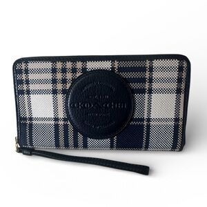 Coach C8680 Dempsey Patch Large Phone Wristlet Wallet GardenPlaid Midnight Multi